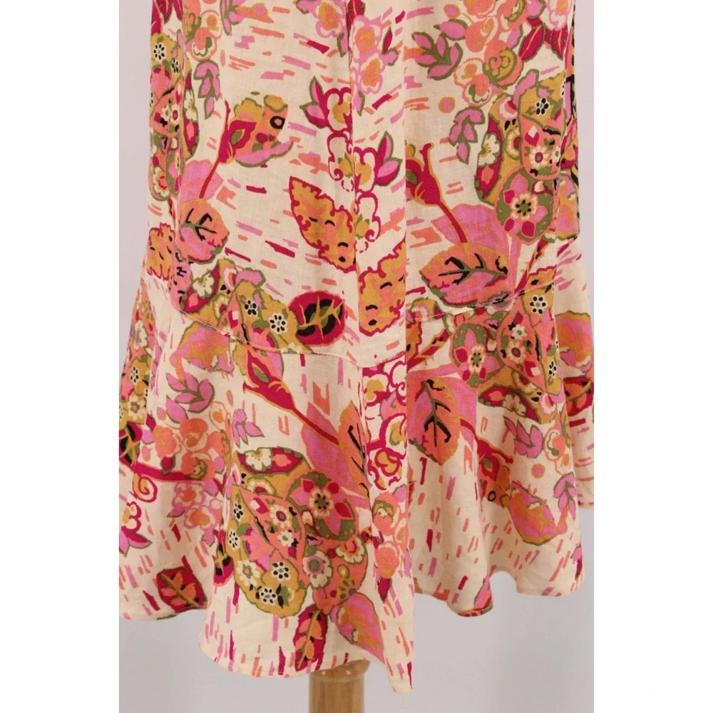 Free People Pink Floral Embroidered Sleeveless Tunic